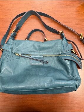 Marc by Marc Jacobs Teal Leather Shoulder Bag with Gold Hardware